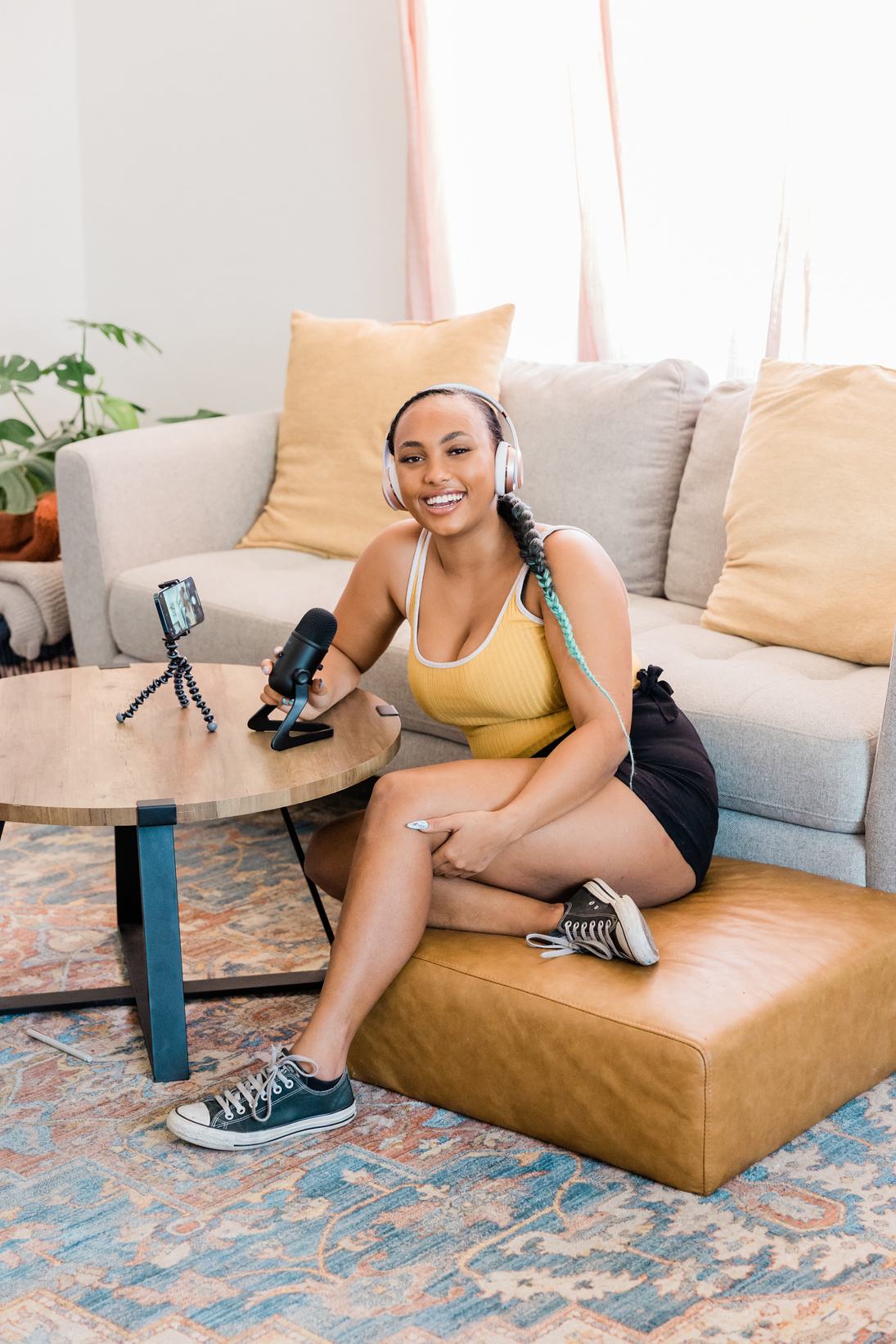 Woman Live Streaming in Her Living Room